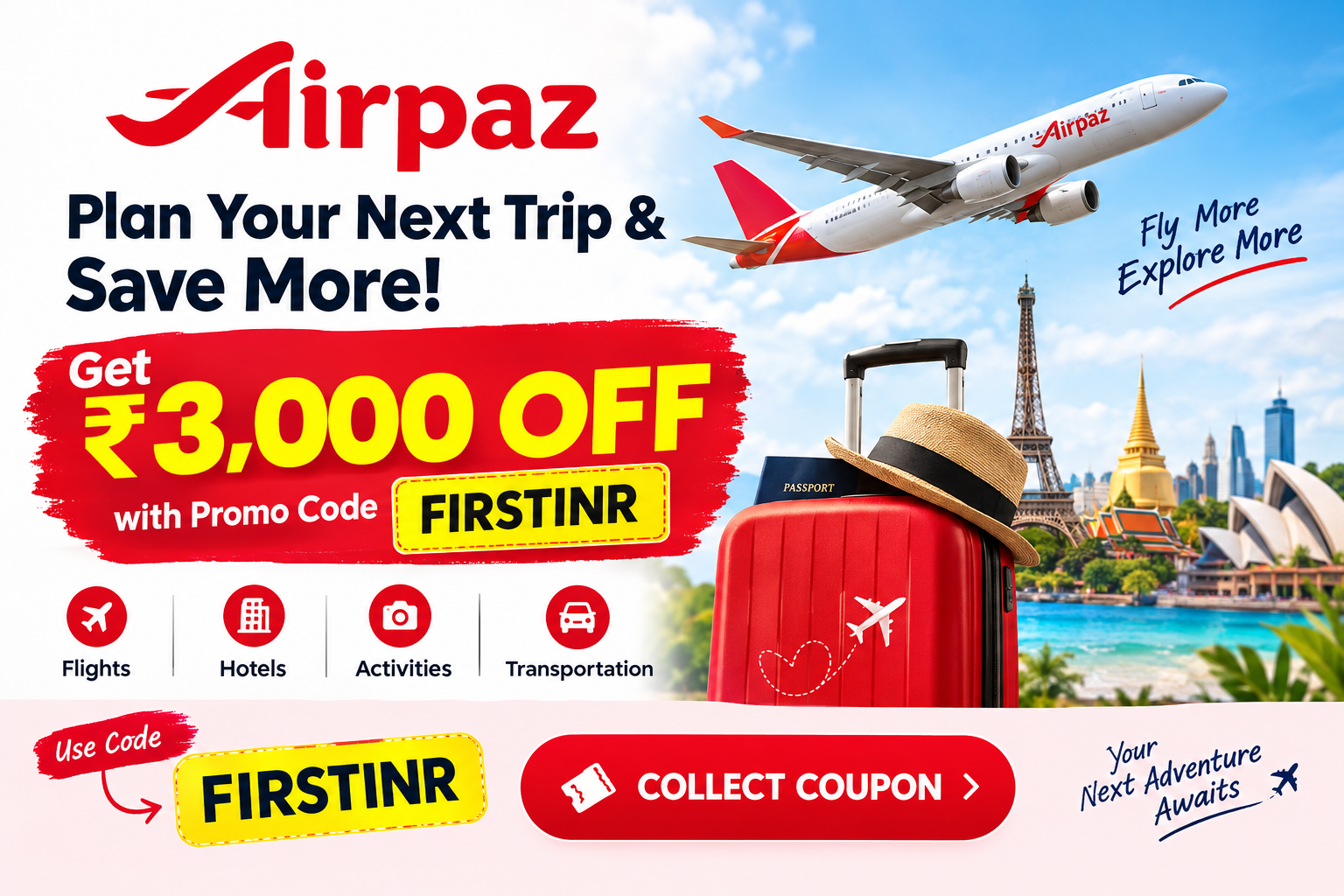 Airpaz Promo Code: Get ₹3,000 OFF with FIRSTINR